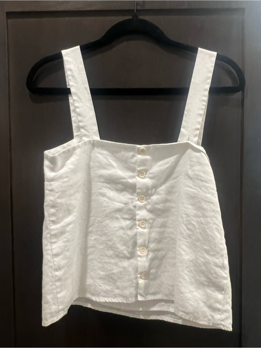 White Linen Button Back Suzie Top - Picture 3 of 3
